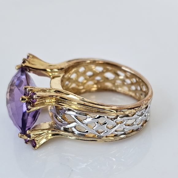 Genuine Victoria Weick Amethyst & Garnet Ring 14k & Sterling Silver Ring Sz 7! - Picture 7 of 11
